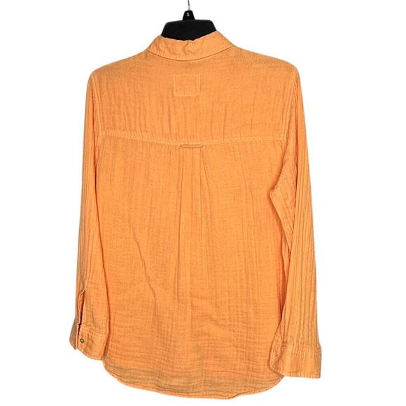 Rails Ellis Orange Papaya Button Down Cotton Gauze Long Sleeve Shirt Size Small - Picture 2 of 12